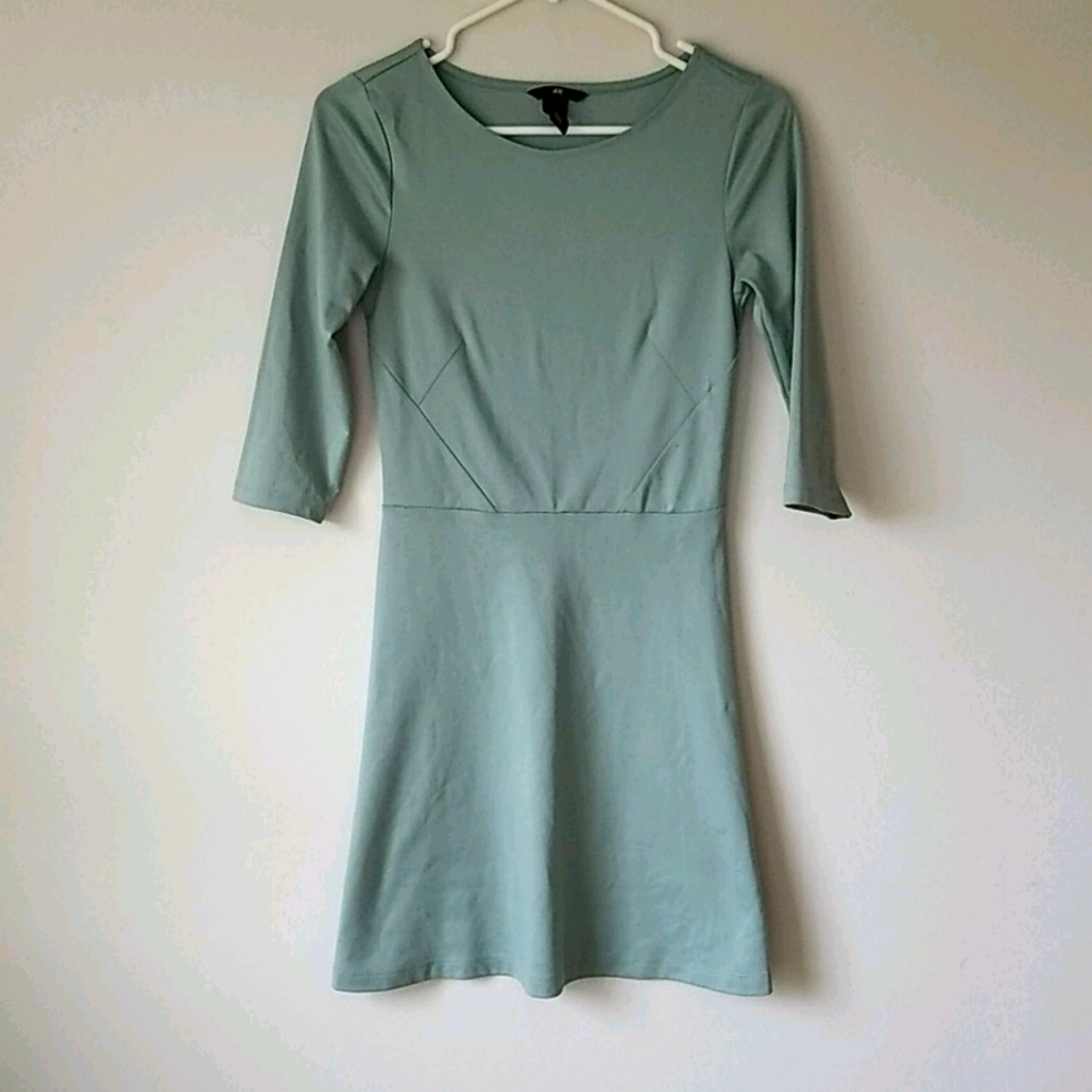 H&M Women's XS Dress Half Sleeve Short Formal Sage Green